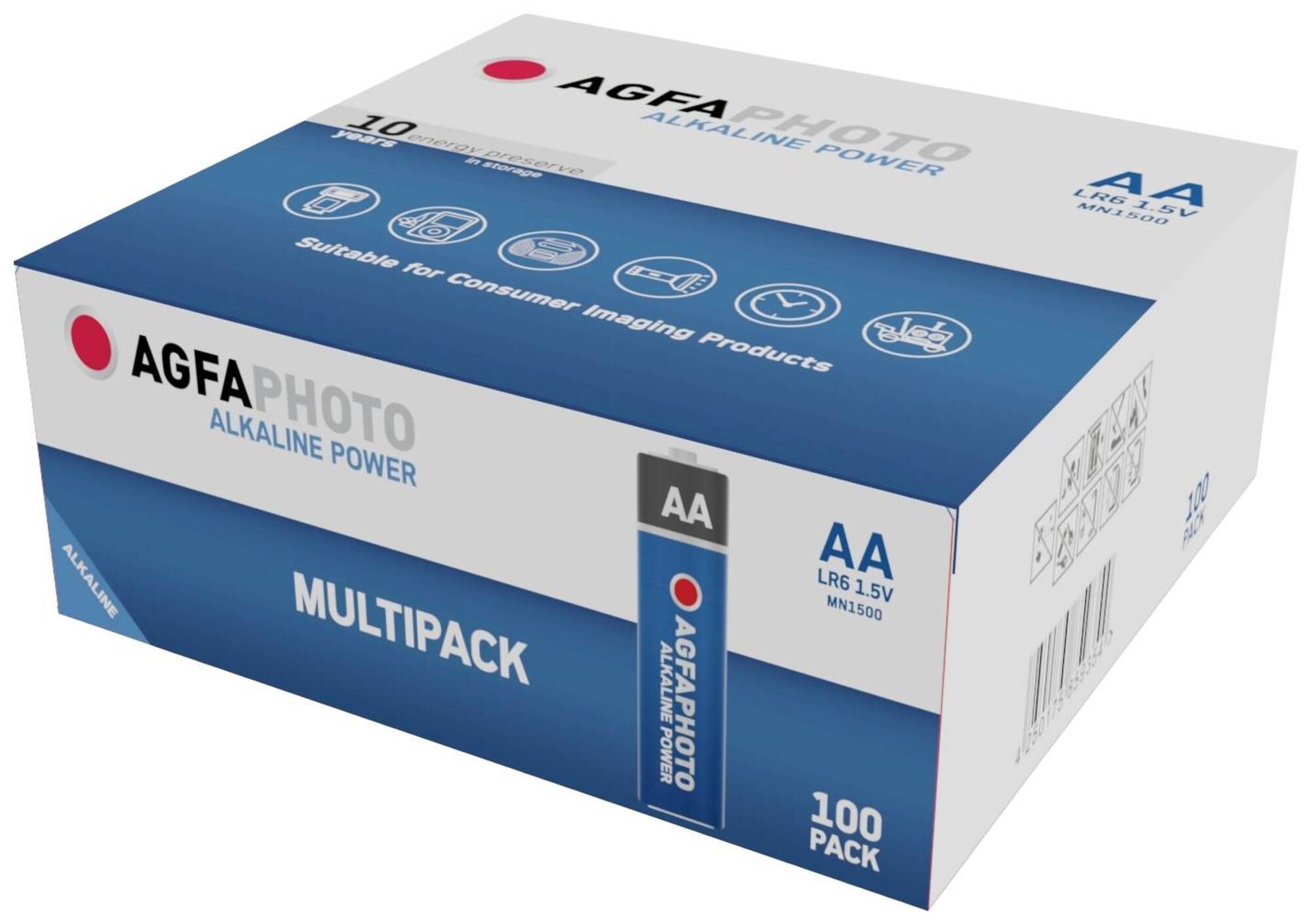 AgfaPhoto Power LR6 Mignon Set mit 100 AA-Batterien