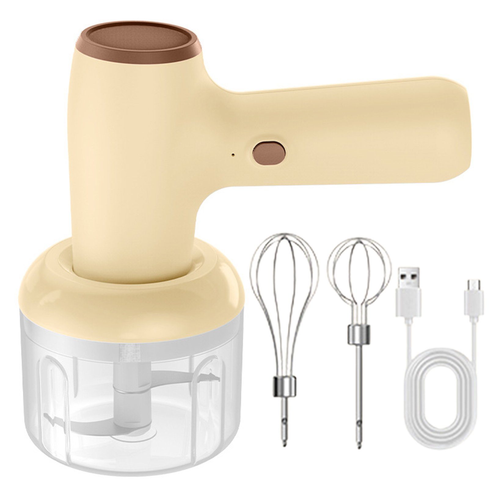 farfi Milchaufschäumer 2-in-1 Kabelloser Handmixer & Mini-Mühle - mit Typ-C-Ladung, Kabellos