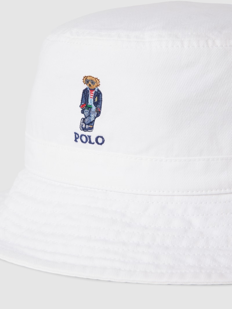 Bucket Hat mit Label-Stitching  Modell 'BEAR' in weiß