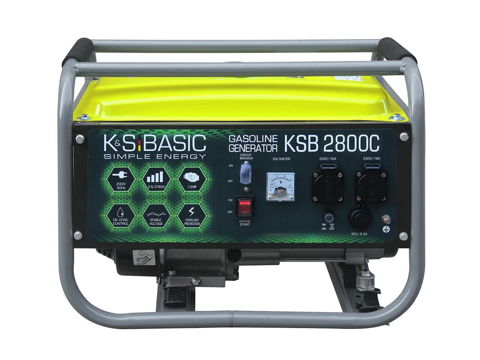 Könner & Söhnen Stromerzeuger KSB 2800C, 2,80 in kW, (7 PS 4-Takt Benzinmotor, Kupfer Alternator, 1-tlg), 16A, 230V Generator, für den Heim- und Freizeitbedar