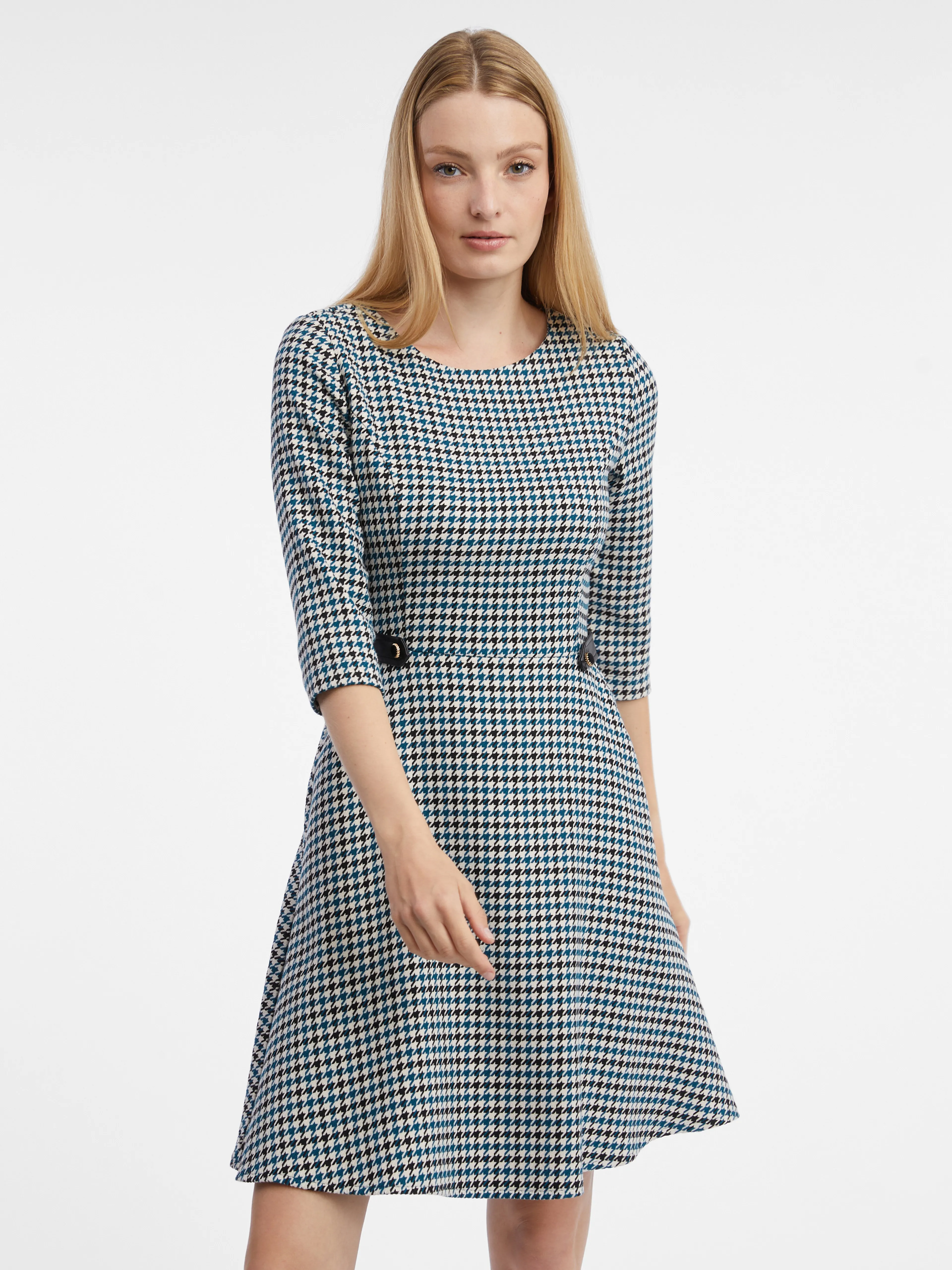 Blaues gemustertes Damenkleid ORSAY