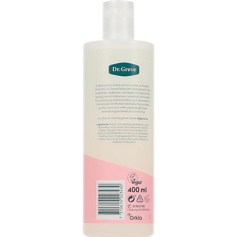 Dr Greve Intimvask 400 ml parfymefri, Dr Greve