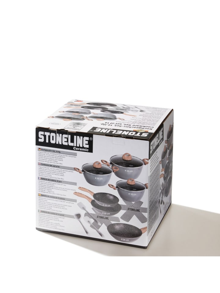 Stoneline Keramik Kochgeschirr-Set 14-teilig | mit Deckeln in Holzoptik günstig kaufen onesize