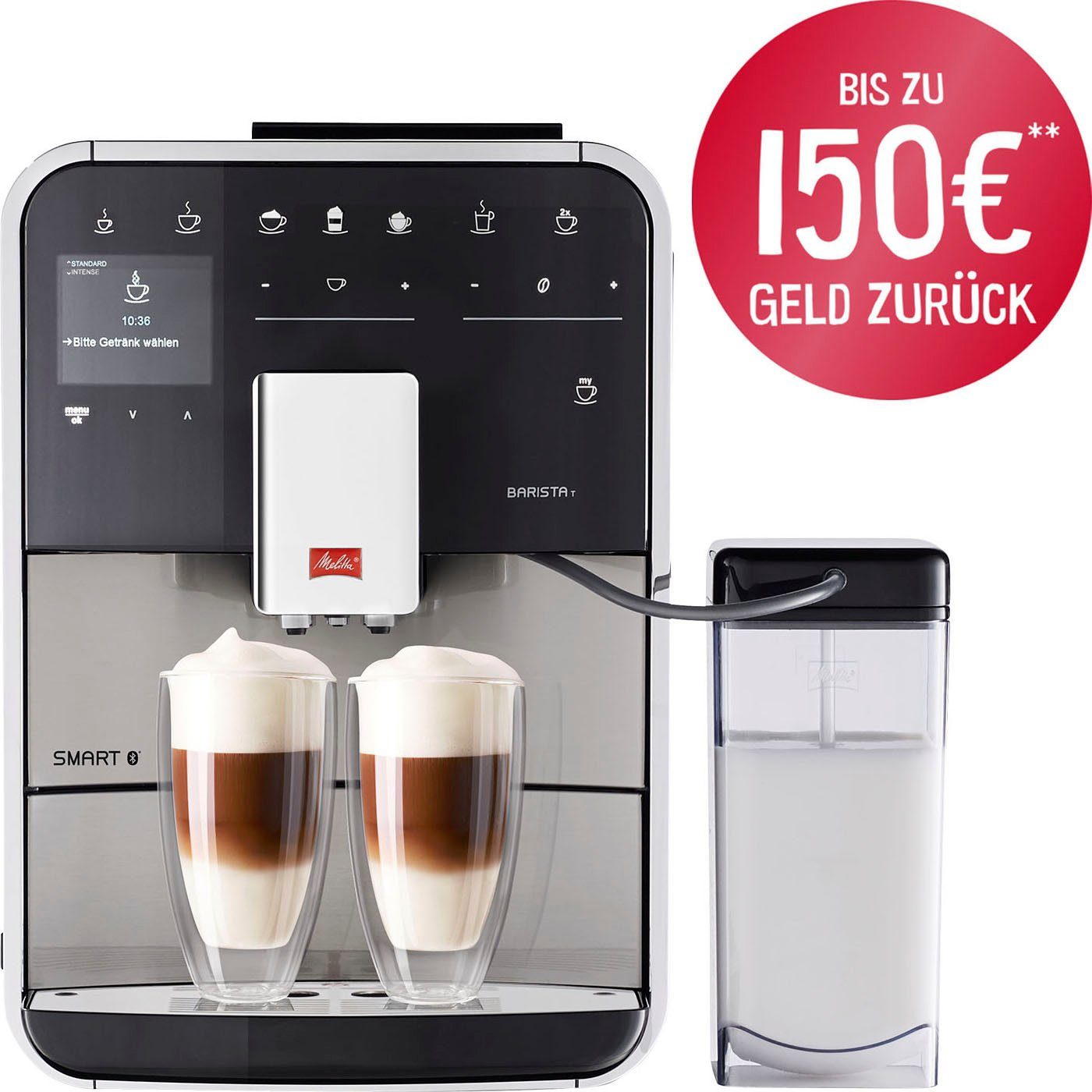 Melitta Kaffeevollautomat Barista T Smart® F 84/0-100, Edelstahl, Hochwertige Front aus Edelstahl, 4 Benutzerprofile & 18 Kaffeerezepte