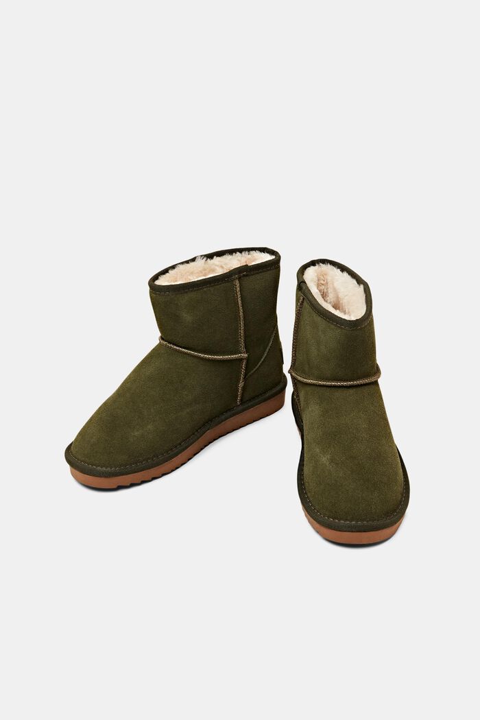 Veloursleder-Boots mit Kunstfellfutter