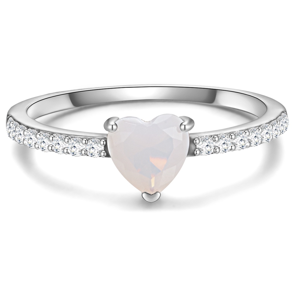Glanzstücke München Bague en argent Coeur Argent sterling Pierre de lune (synth.) en Argent Bague