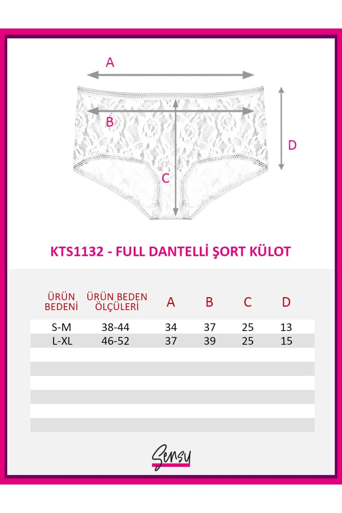 Sensu  Damen - Shorts und Höschen aus Spitze im 5er-Set KTS1132