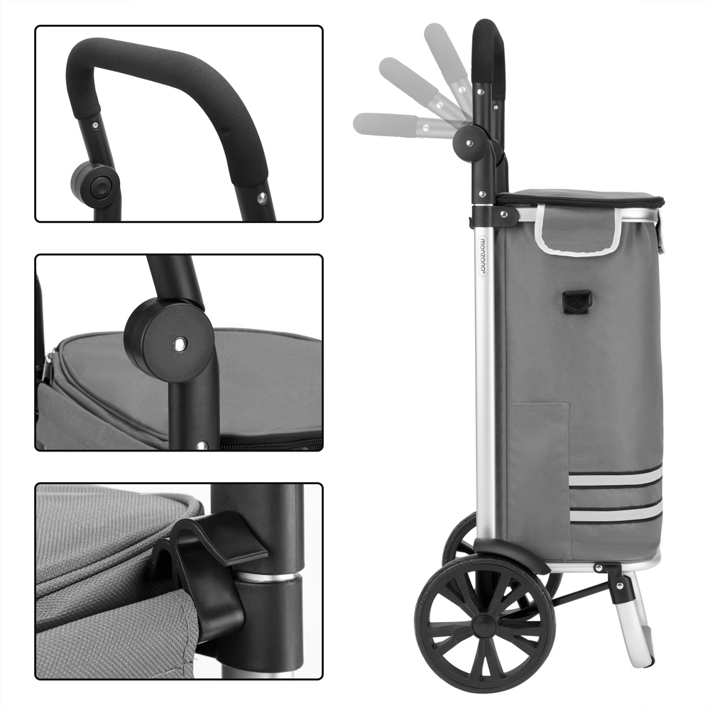 Monzana Einkaufstrolley Alu 35l 54 x 31 x 24cm grau