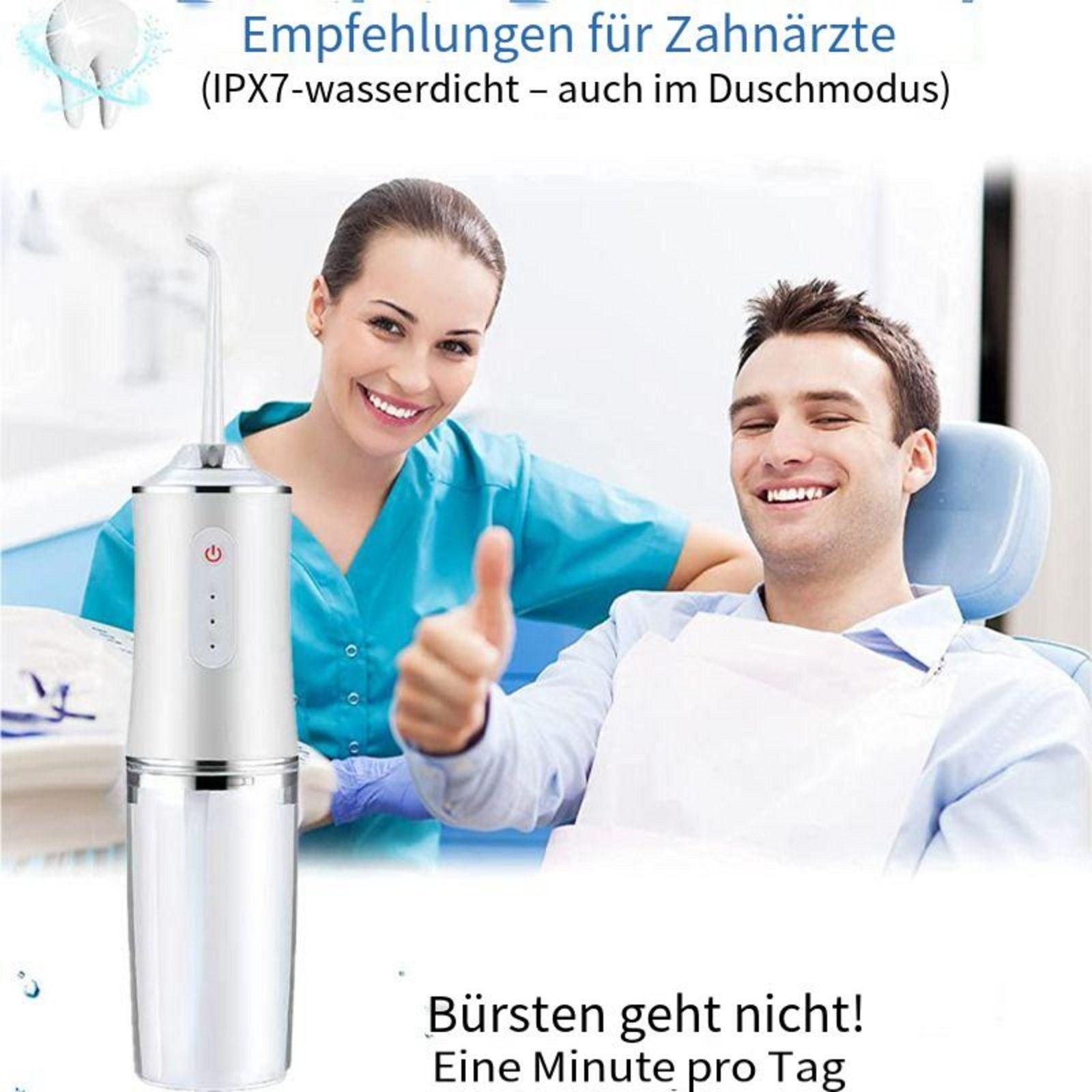 Devenirriche Munddusche Kabellos Elektrische Wasser Flosser IPX7 Wasserdicht USB Aufladen