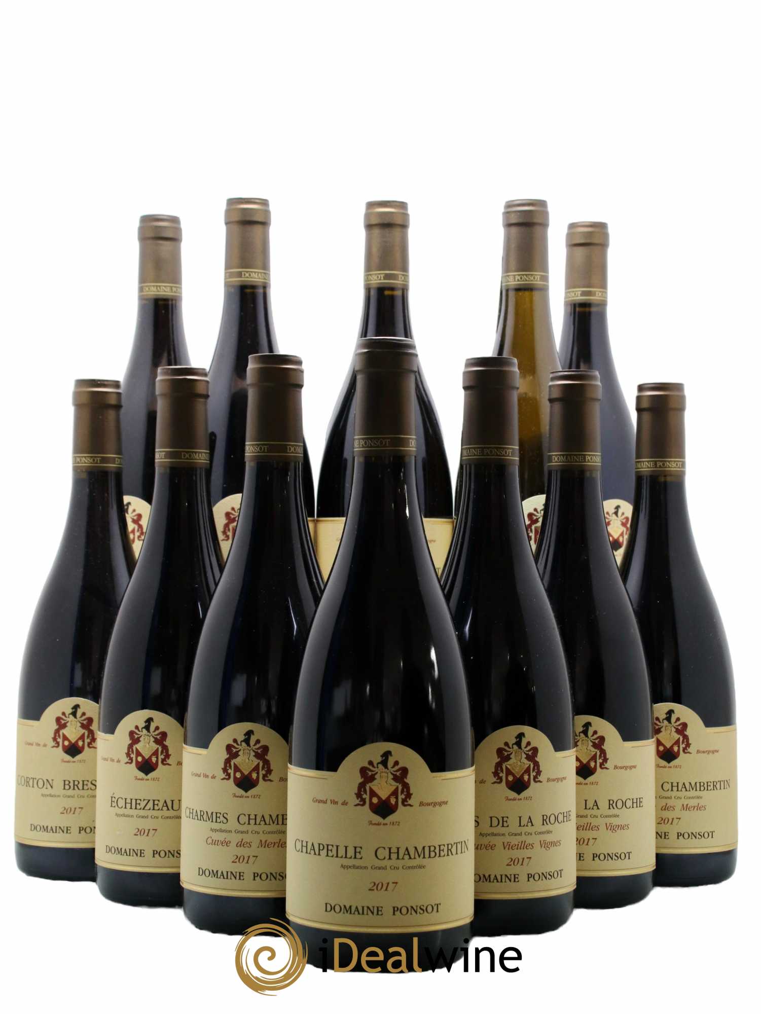 Assortiment Grands Crus Ponsot (Domaine) 2 Clos De La Roche Vieilles Vignes,1 Mazis Chambertin,2 Charmes Chambertin Cuvée Des Merles,1 Chapelle Chambertin,1 Echezeaux,1 Corton Bressandes,1 Chambertin,1 Clos Vougeot Cuvée Vieilles Vignes,1 Corton Cuvé