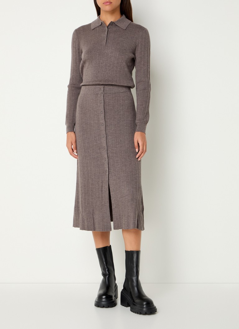 Claudie Pierlot Milia Rippstrick-Midirock aus Wolle mit Schlitz