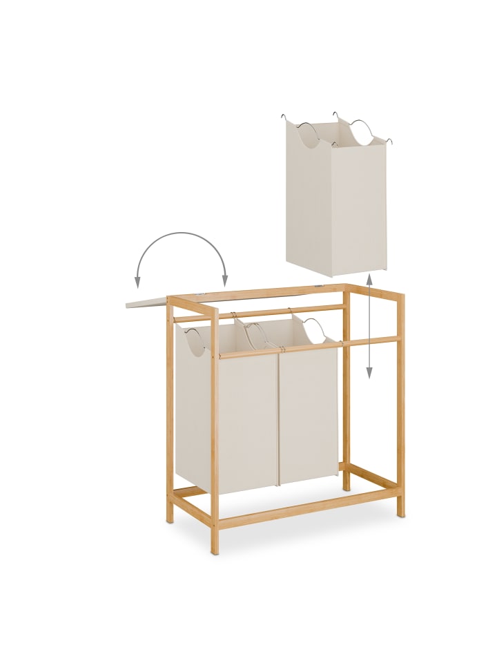 relaxdays Wäschesammler in Natur/ Creme  - (B)78,5 x (H)84,5 x (T)40 cm günstig kaufen onesize