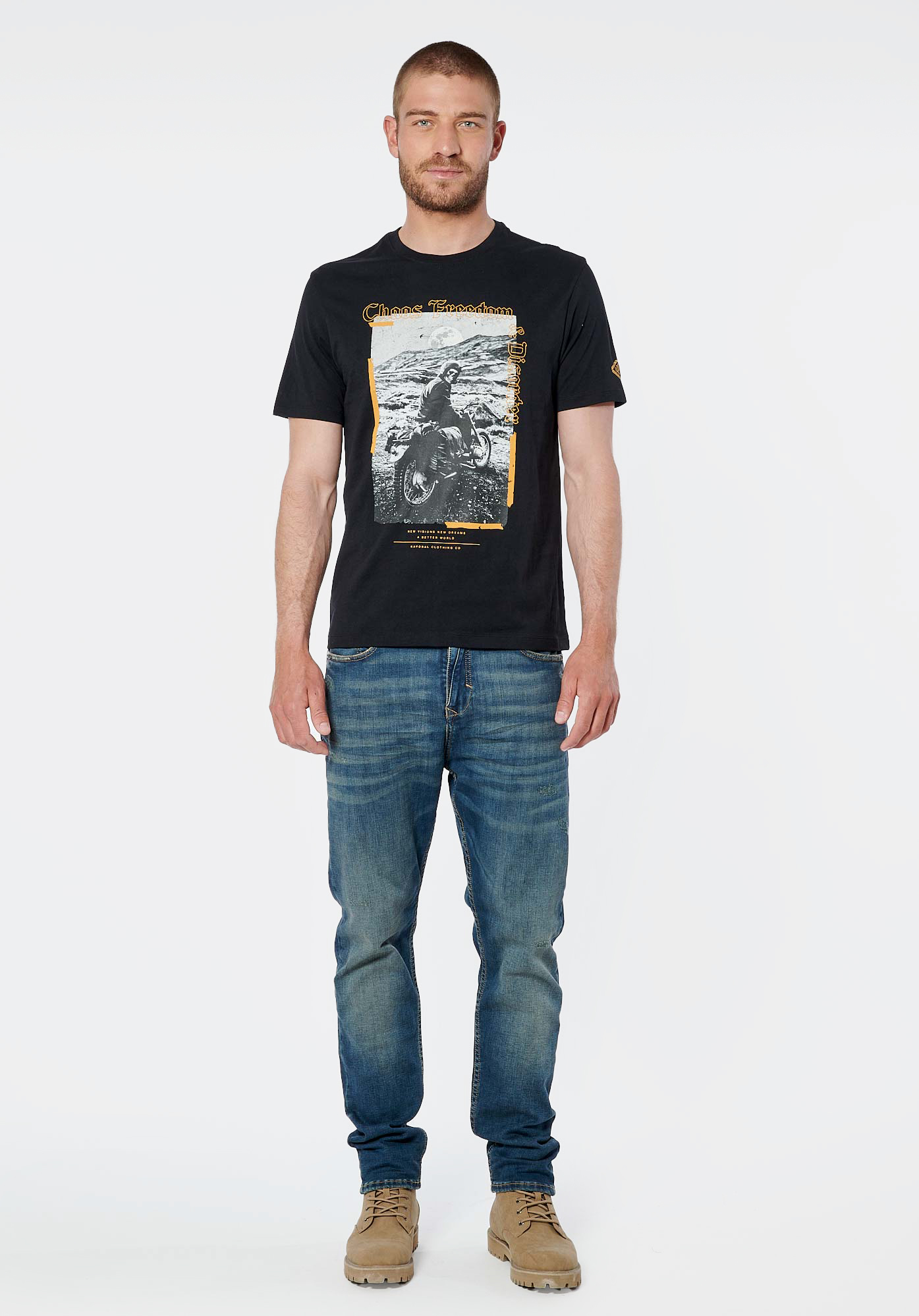 RAZI   T-shirt noir homme 100% coton