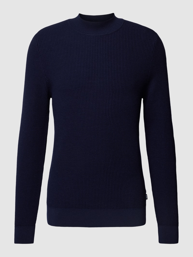 Strickpullover mit Stehkragen Modell 'Opale' in marineblau