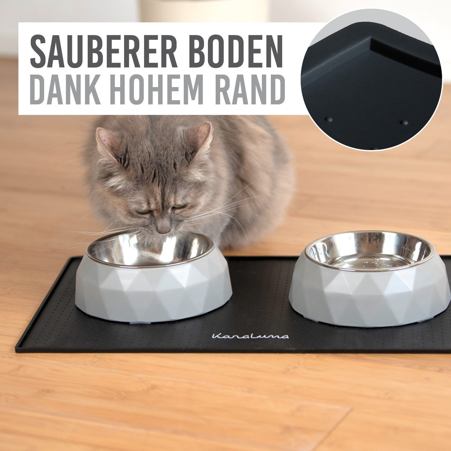 KaraLuna Futternapf Napfunterlage aus Silikon I Futtermatte Hundenapf Unterlage Katzennapf, Silikon-Napfunterlage