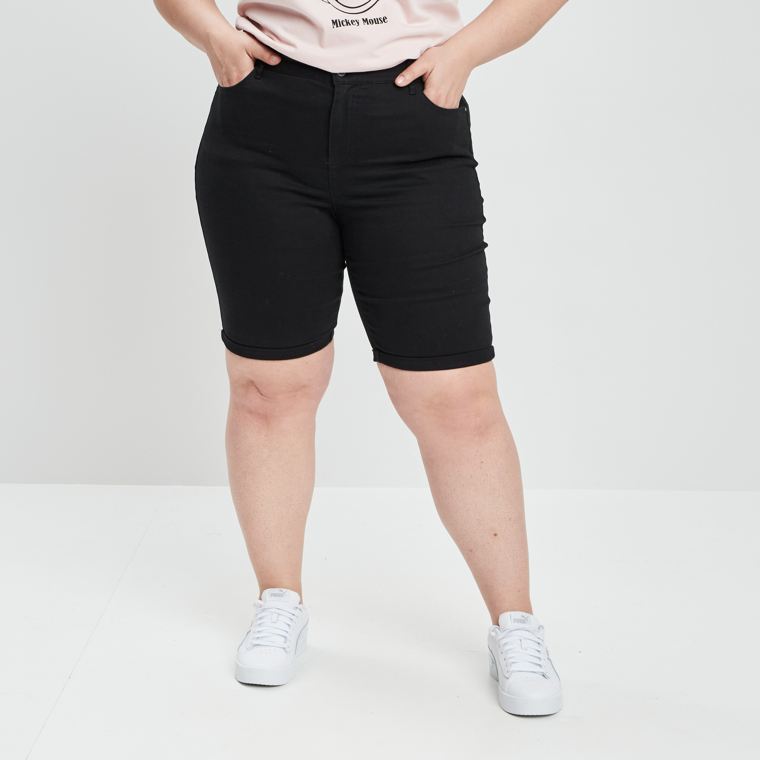 Bermuda ajusté noir femme grande taille | La Halle