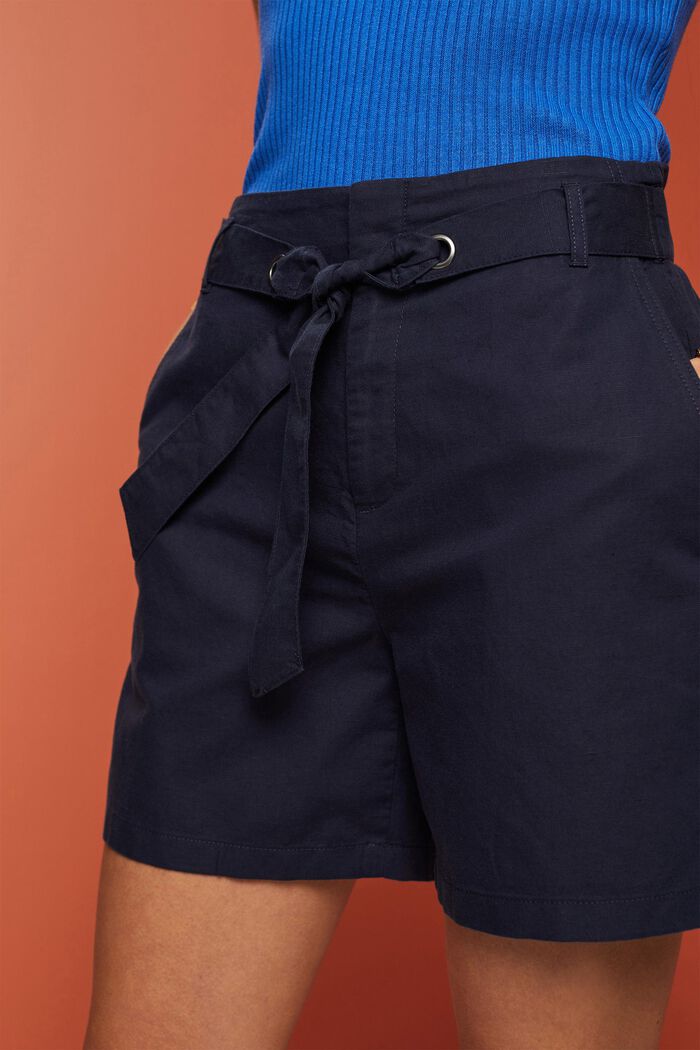 Shorts mit Bindegürtel, Baumwoll-Leinenmix