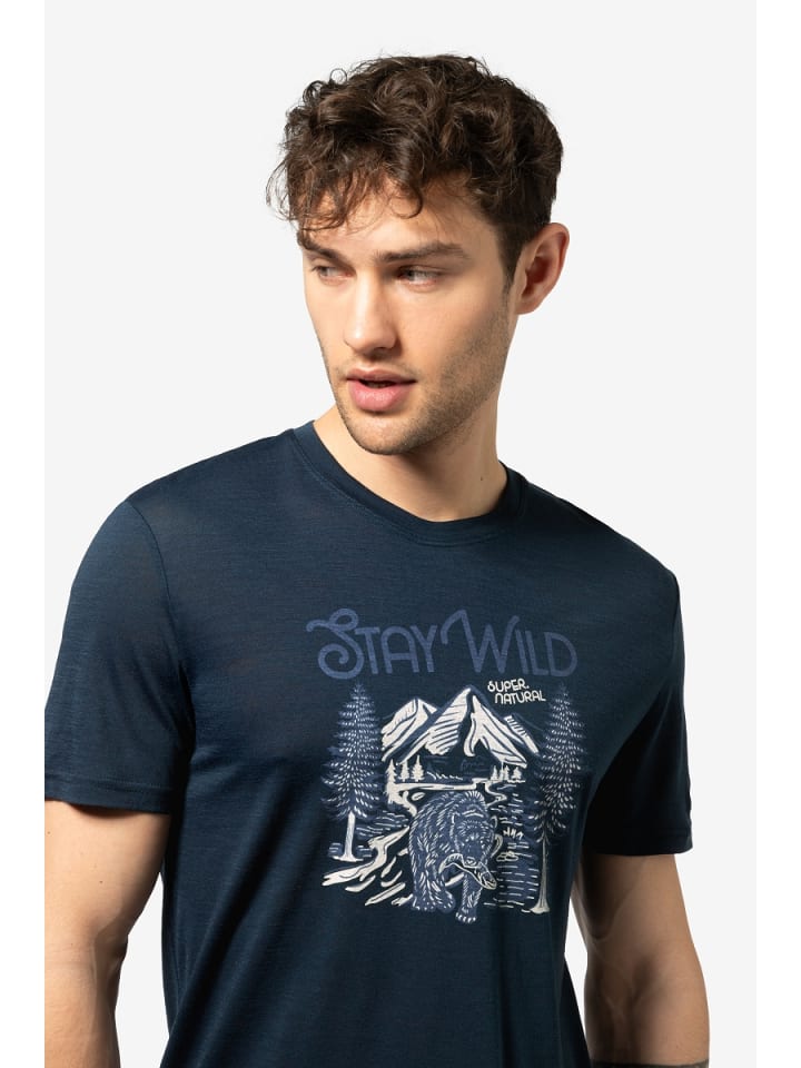 super.natural Merino T-Shirt BETTER A FISH THAN ME in blau günstig kaufen S