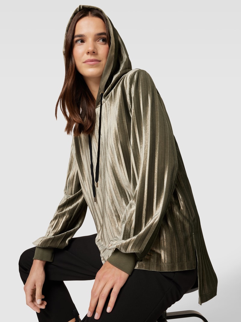 Hoodie mit Plisseefalten in olivgrün