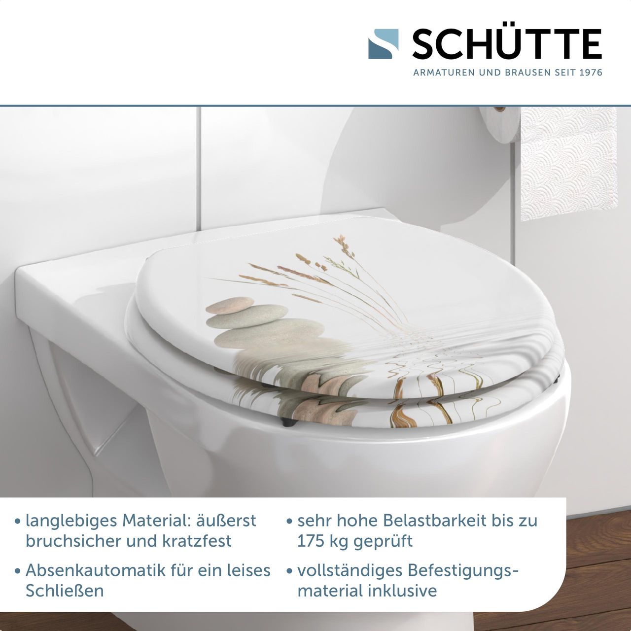 Schütte MDF WC Sitz BALANCE, Toilettendeckel mit Absenkautomatik, Holzkern