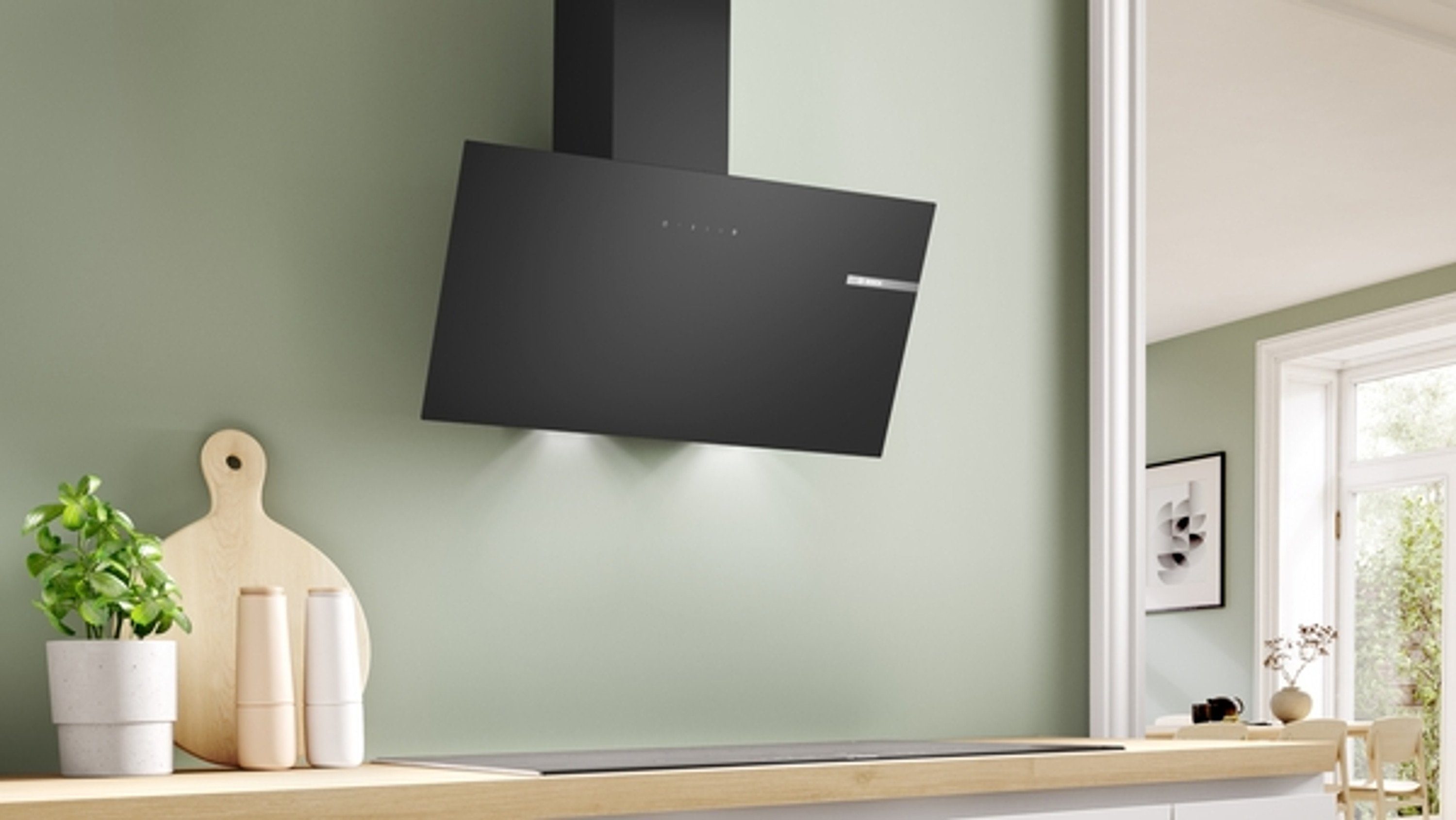 BOSCH Wandhaube DWK85DK60, Bosch Serie 2, 80 cm, Schwarz, Einbau