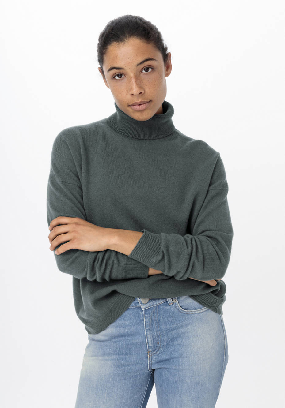 Rollkragenpullover aus Bio-Schurwolle mit Kaschmir