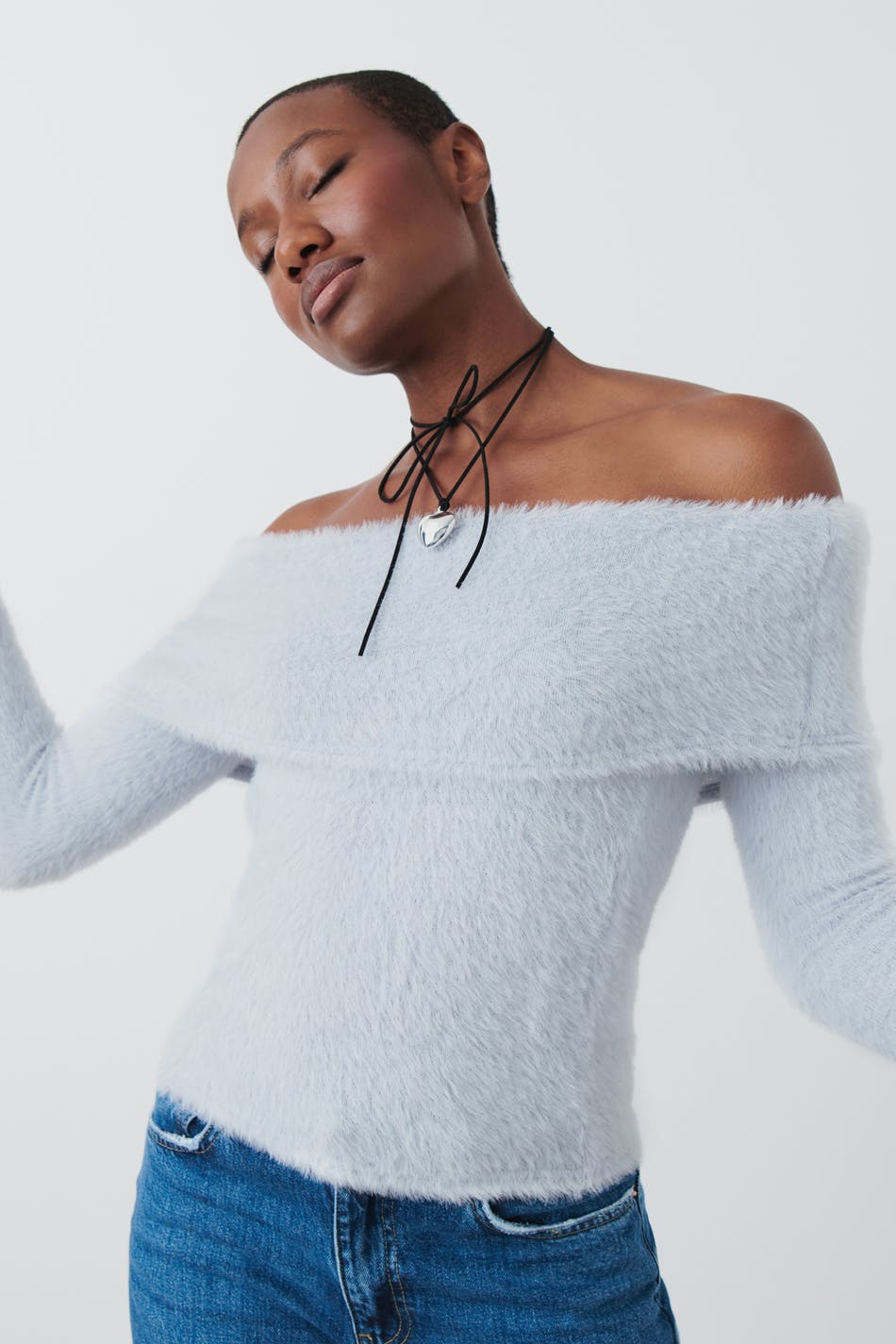 Fluffy off shoulder top