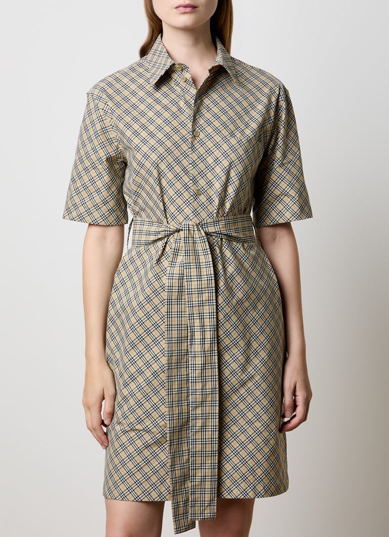 Burberry Midi kreklkleita ar rūtainu rakstu un sasienamu jostu