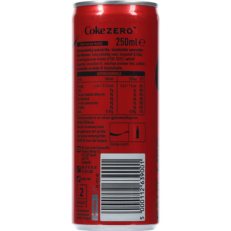 Coca-cola Coca-cola 0,33 l Zero boks