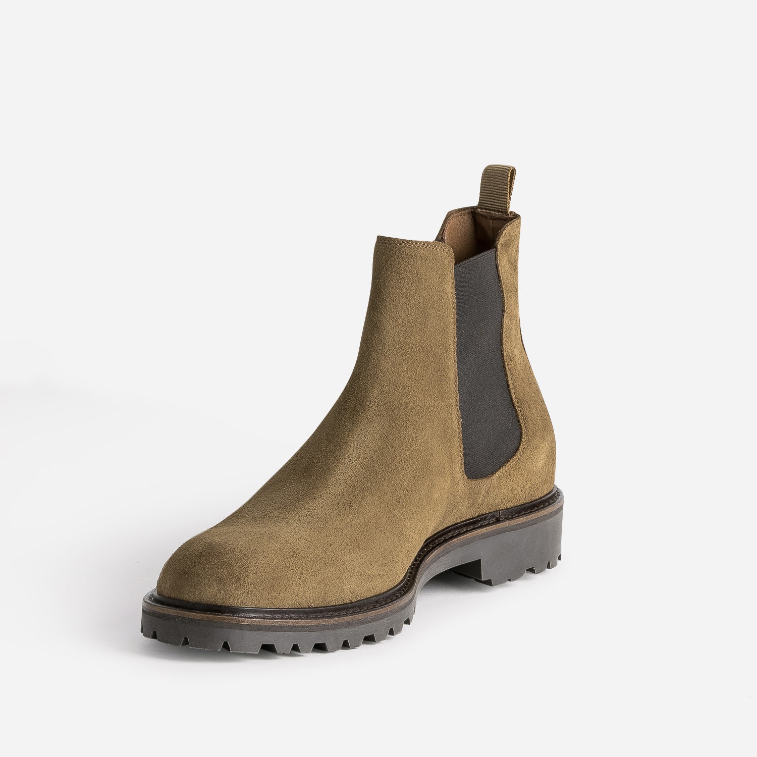 Chelsea boots beige foncé en cuir velours