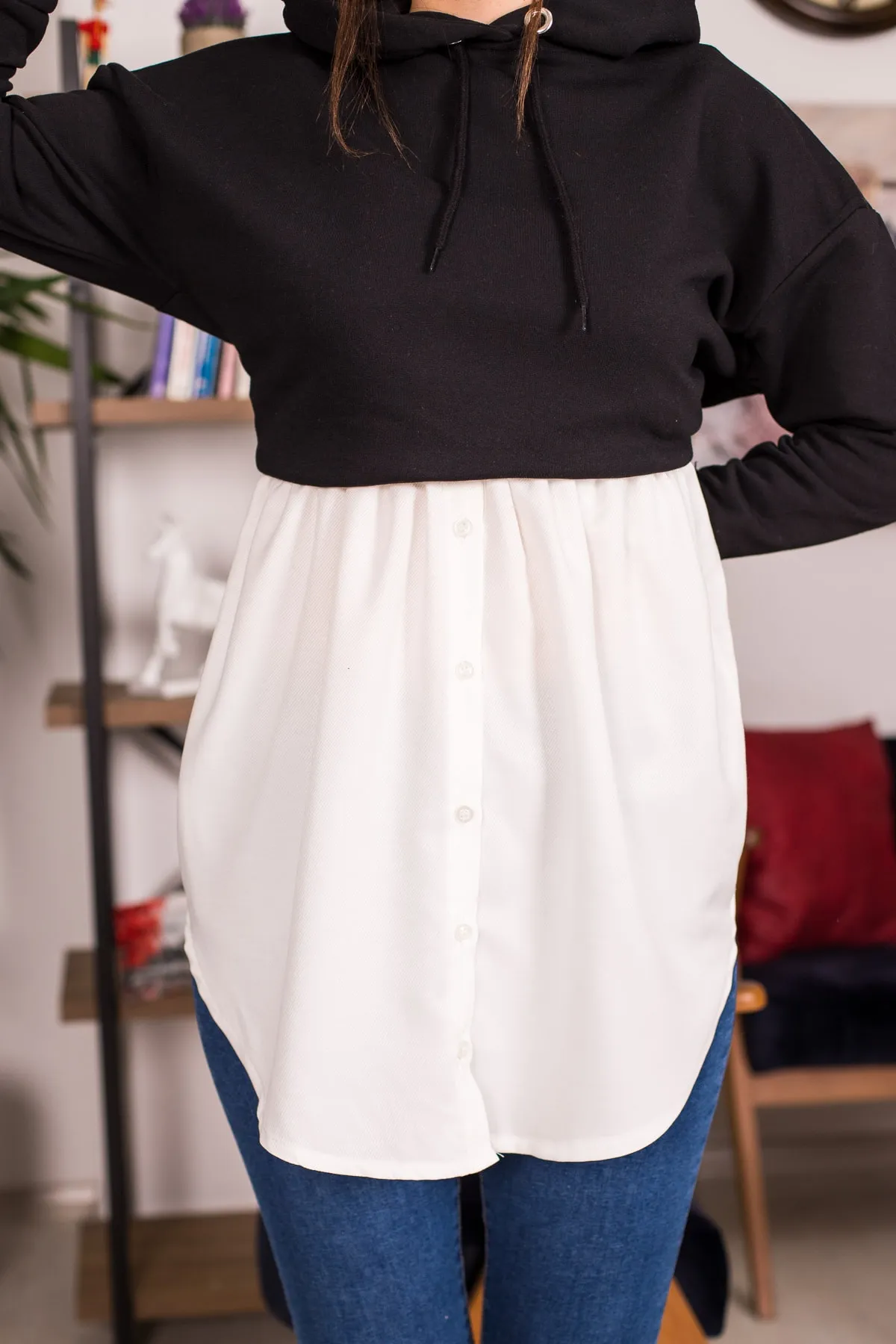 armonika  Weißer Hemdrock mit elastischer Taille für Damen, Arm-22K001105