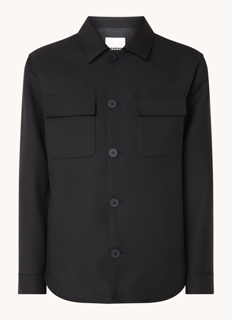 Sandro Overshirt with flap pockets in wool blend