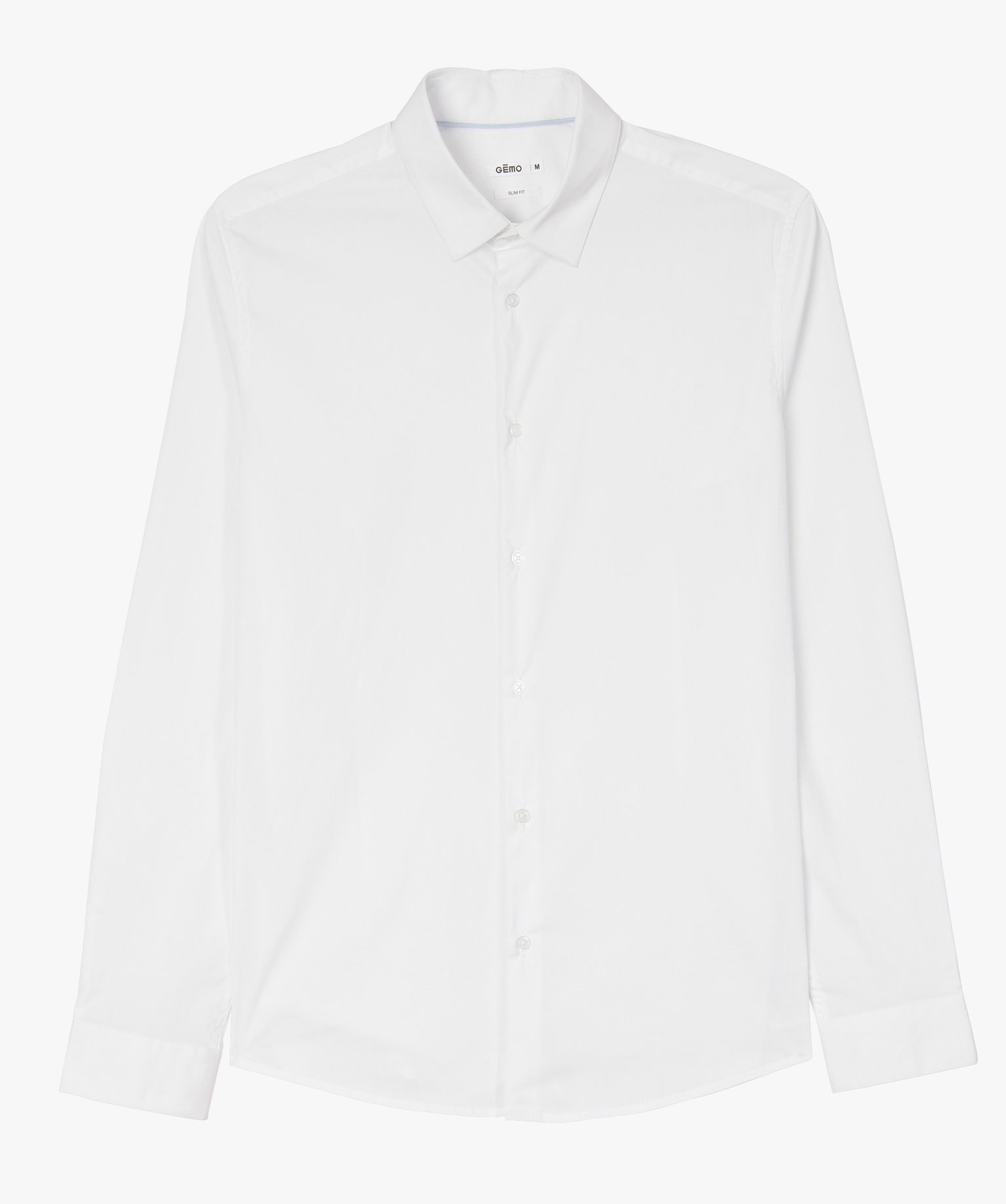 Chemise homme unie coupe slim en coton stretch blanc | GEMO