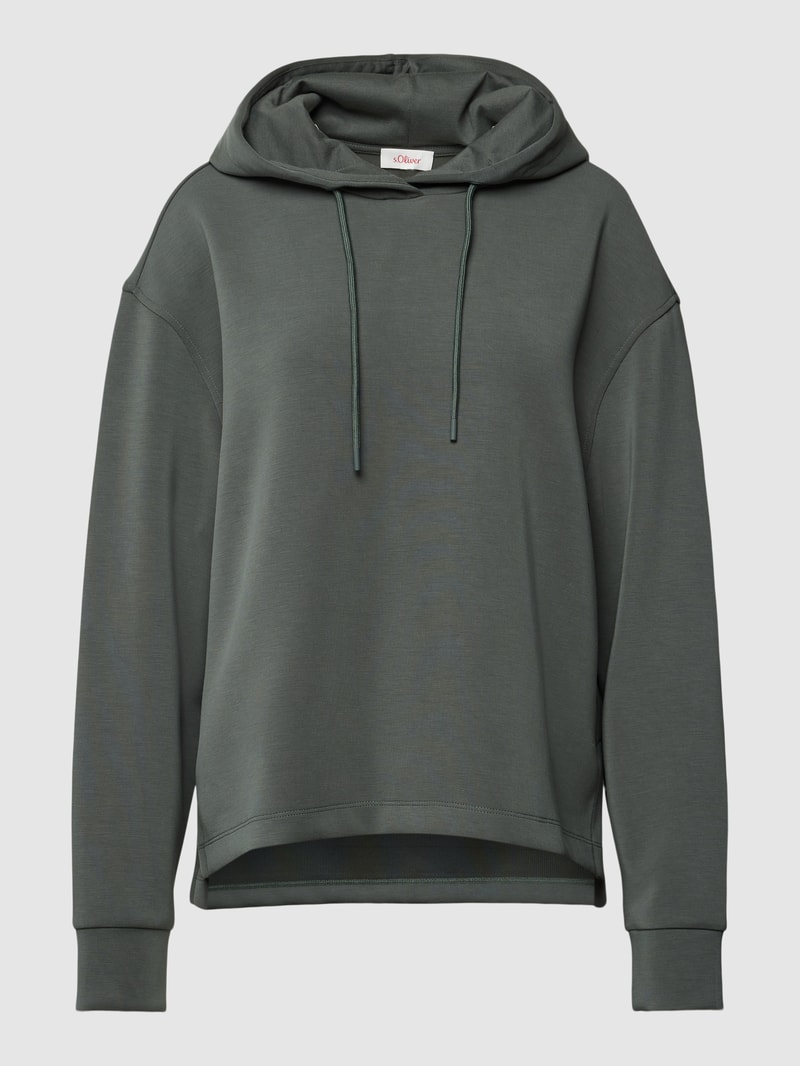 Hoodie mit Tunnelzug Modell 'Peach' in dunkelgrün