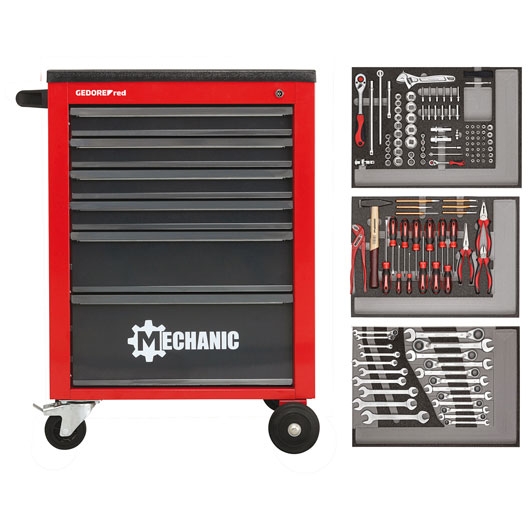 Gedore RED 3301673 R21560004 työkaluvaunu mekaanikko 129-osainen