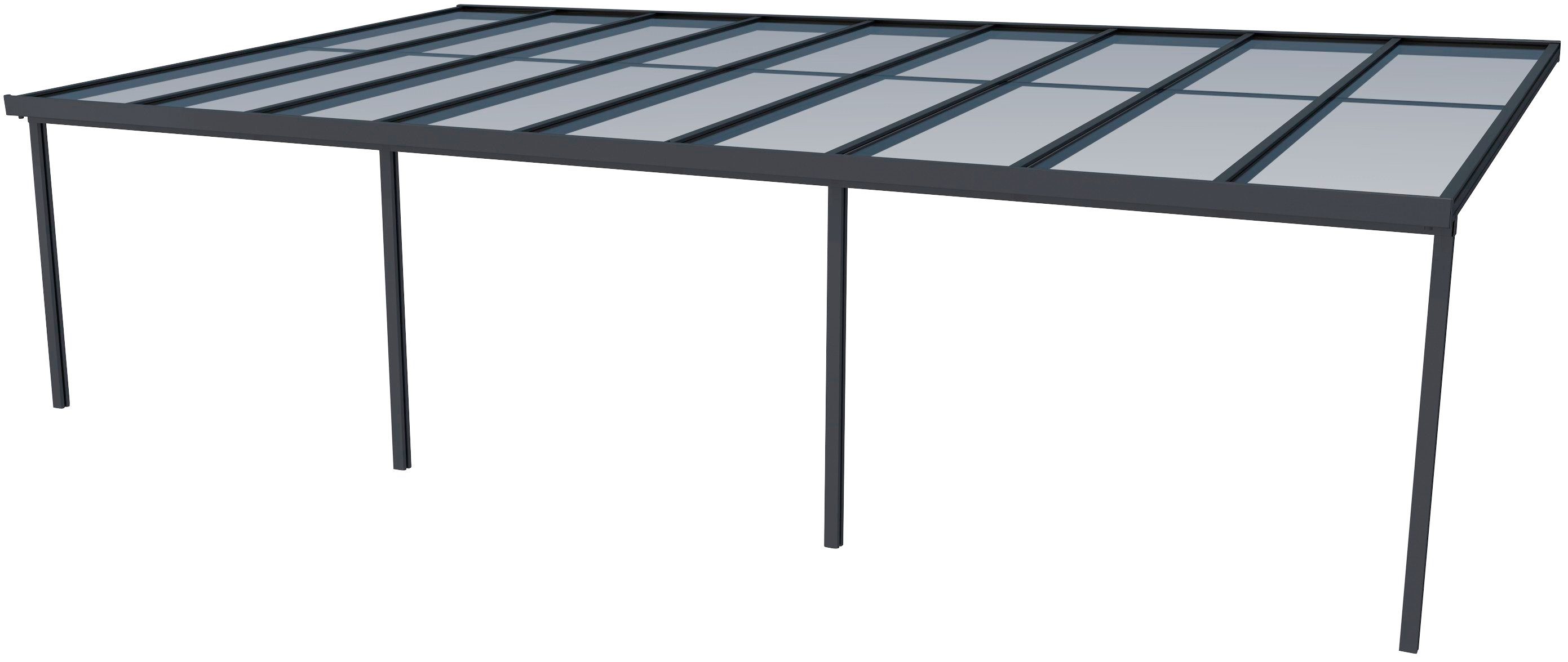 GUTTA Terrassendach Premium, BxT: 913,5x506 cm, Bedachung Doppelstegplatten, BxT: 914x506 cm, Dach Polycarbonat gestreift weiß