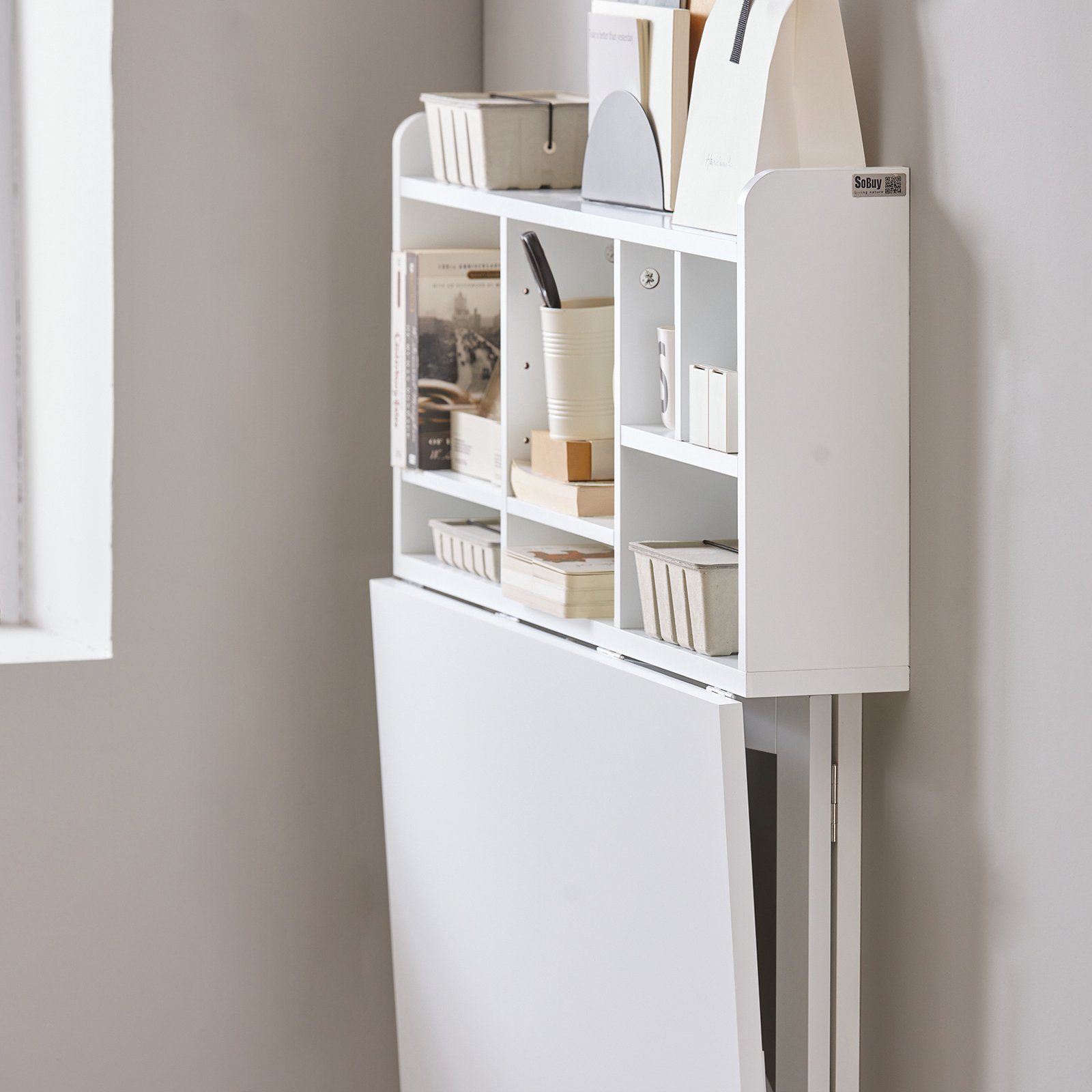 SoBuy Klapptisch FWT07, Wandklapptisch Schreibtisch Wandschrank Küchentisch Esstisch Weiß