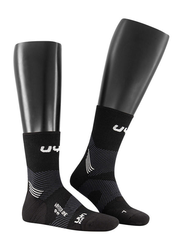 UYN, Laufsocken, Merinowolle atmungsaktaiv, schwarz