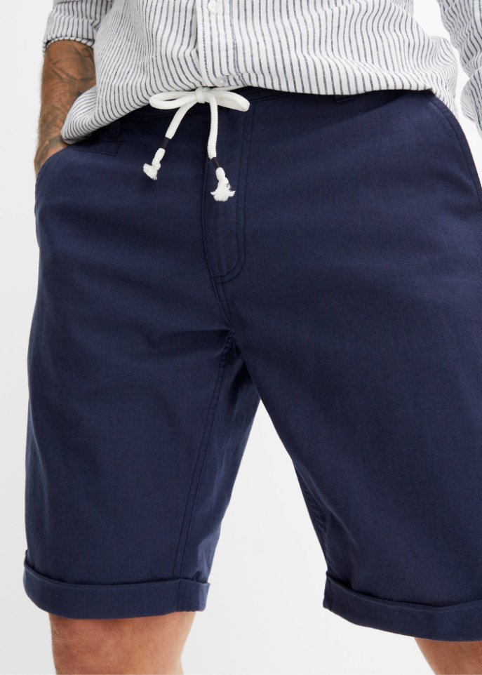 Bermuda mit Leinen, Regular Fit