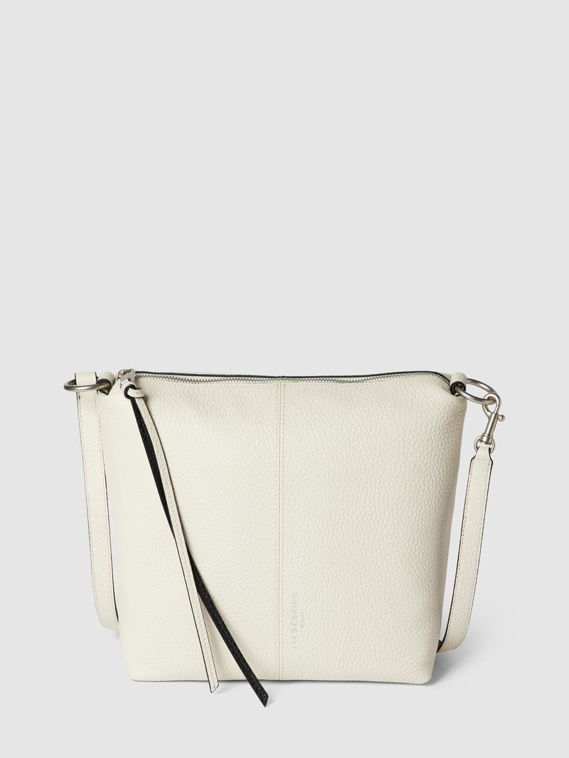 Hobo Bag aus Leder mit Label-Detail Modell 'AISSA' in ecru