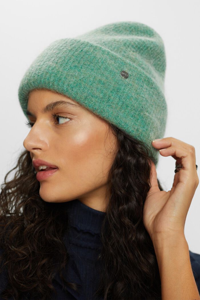 Rippstrick-Beanie aus Wollmix