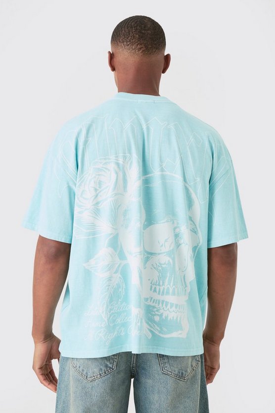 Oversize T-Shirt mit Totenkopf-Print