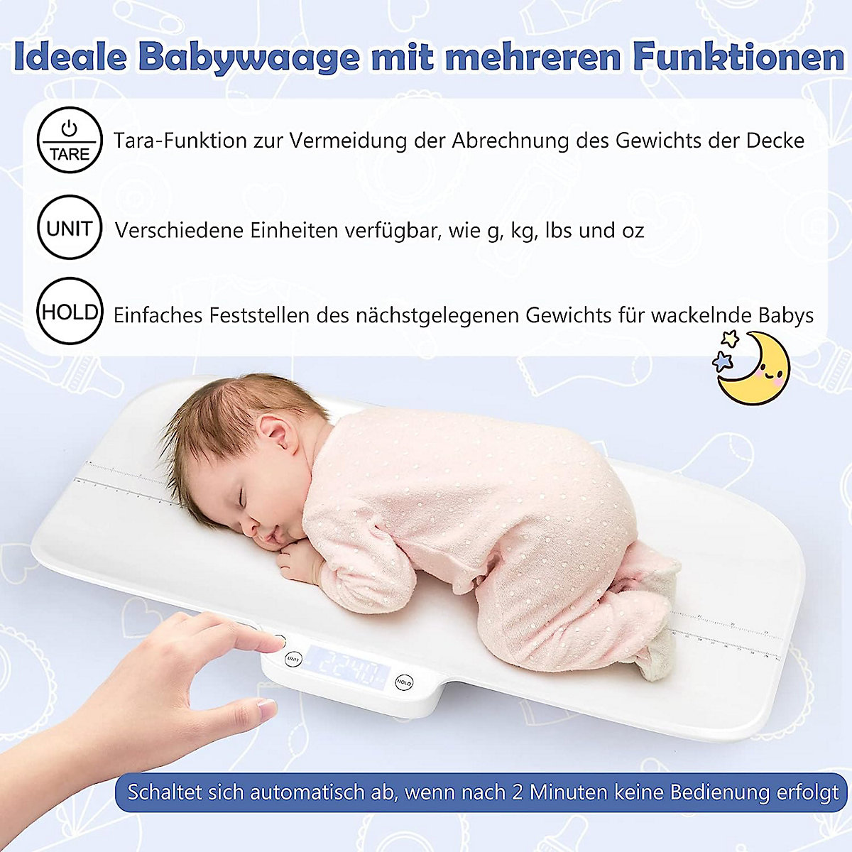Babywaage Digtal LCD-Bildschirm bis 30kg 4 Messmodi