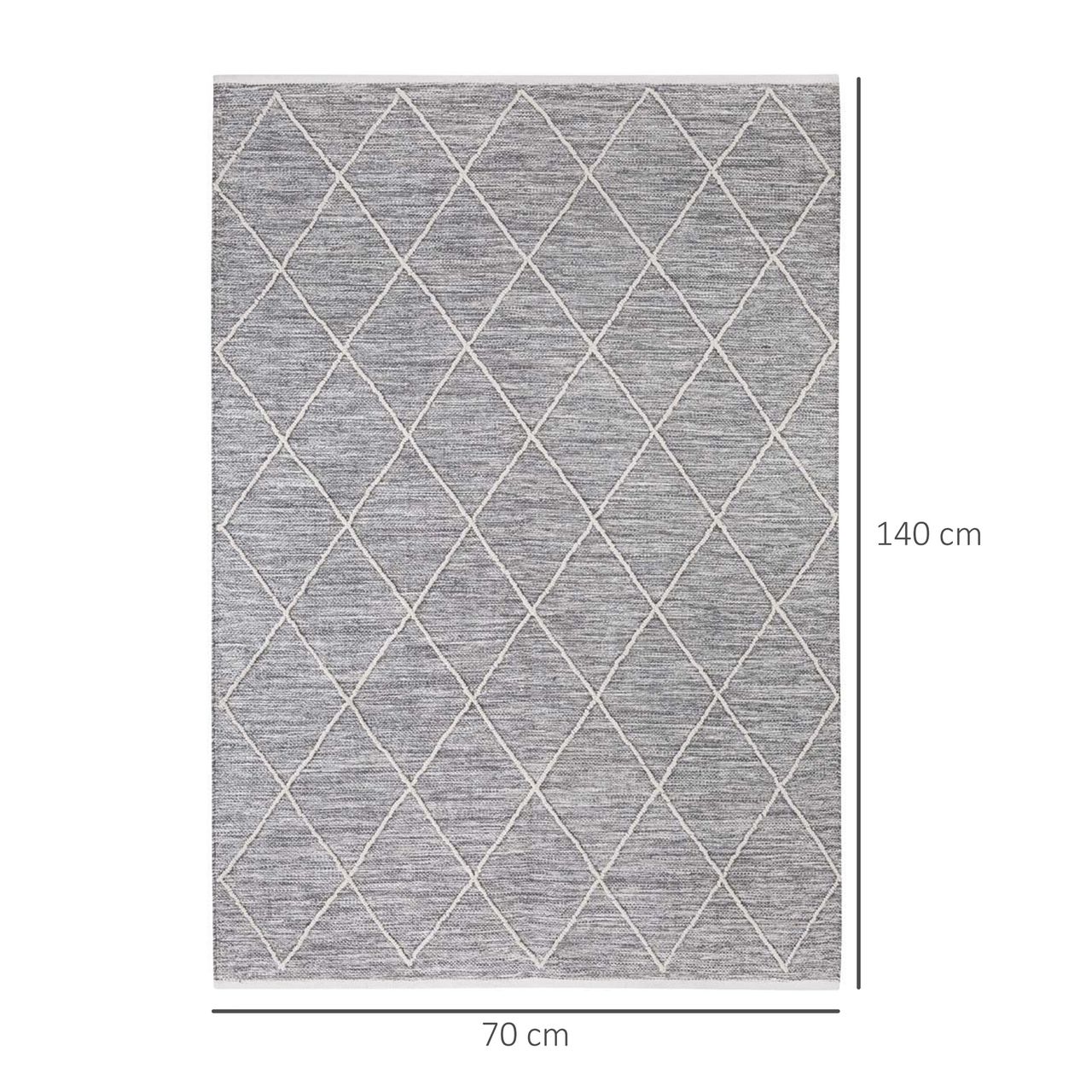 HOMCOM Teppich aus Baumwolle Grau 140 x 70 x 0,7 cm