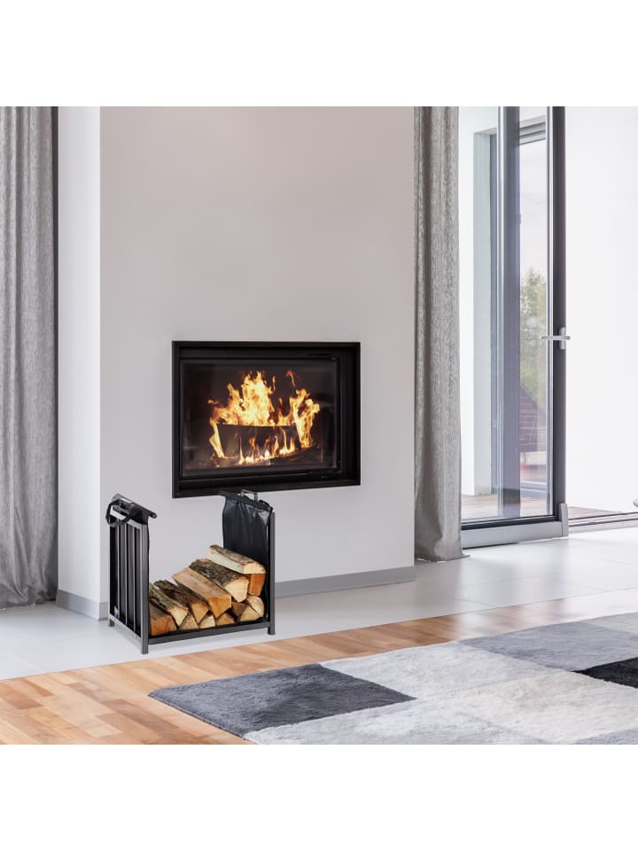 relaxdays Kaminholzständer in Schwarz günstig kaufen onesize