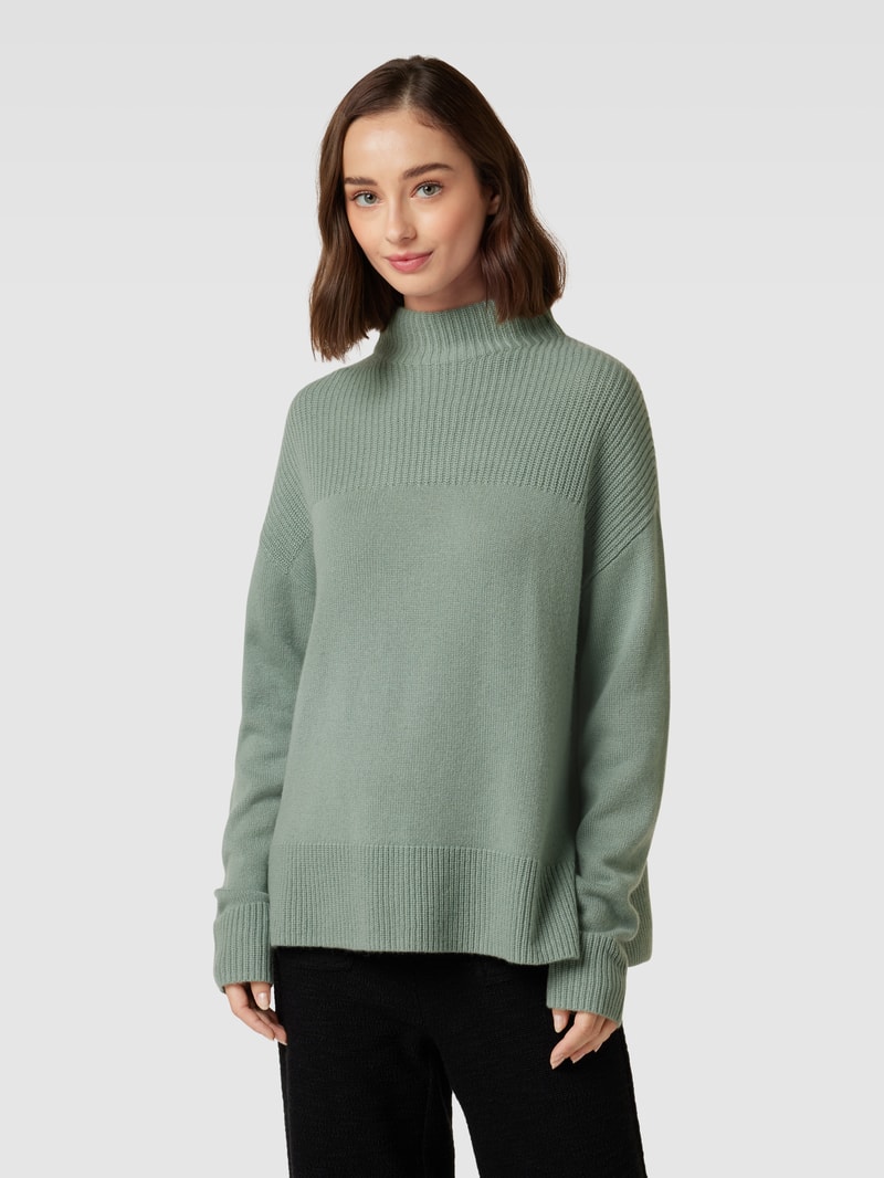 Kaschmirpullover mit Stehkragen in schilf