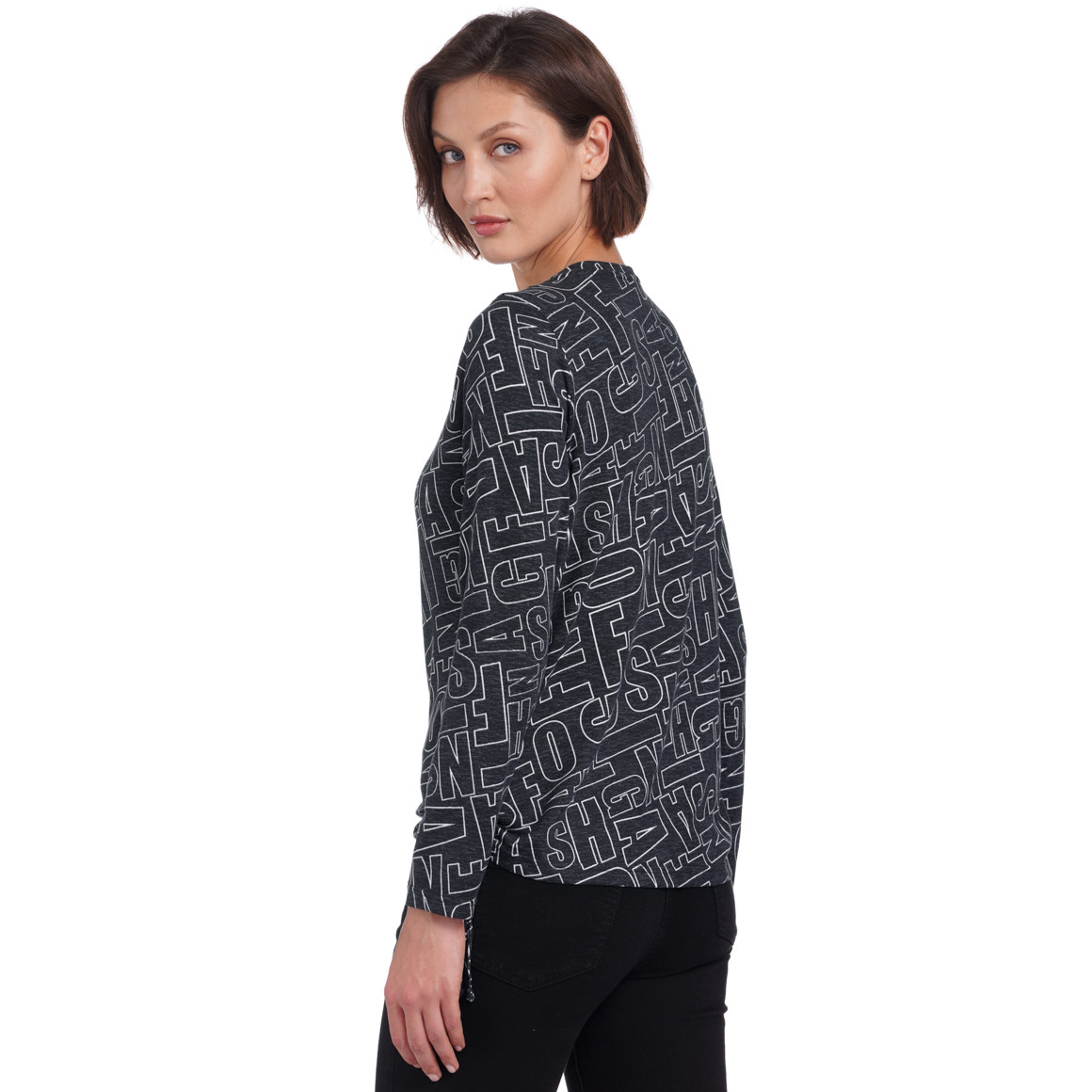 Damen Langarmshirt mit seitlichen Raffungen