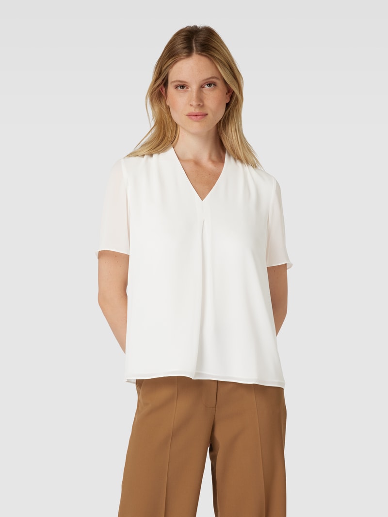 Bluse mit V-Ausschnitt in weiß