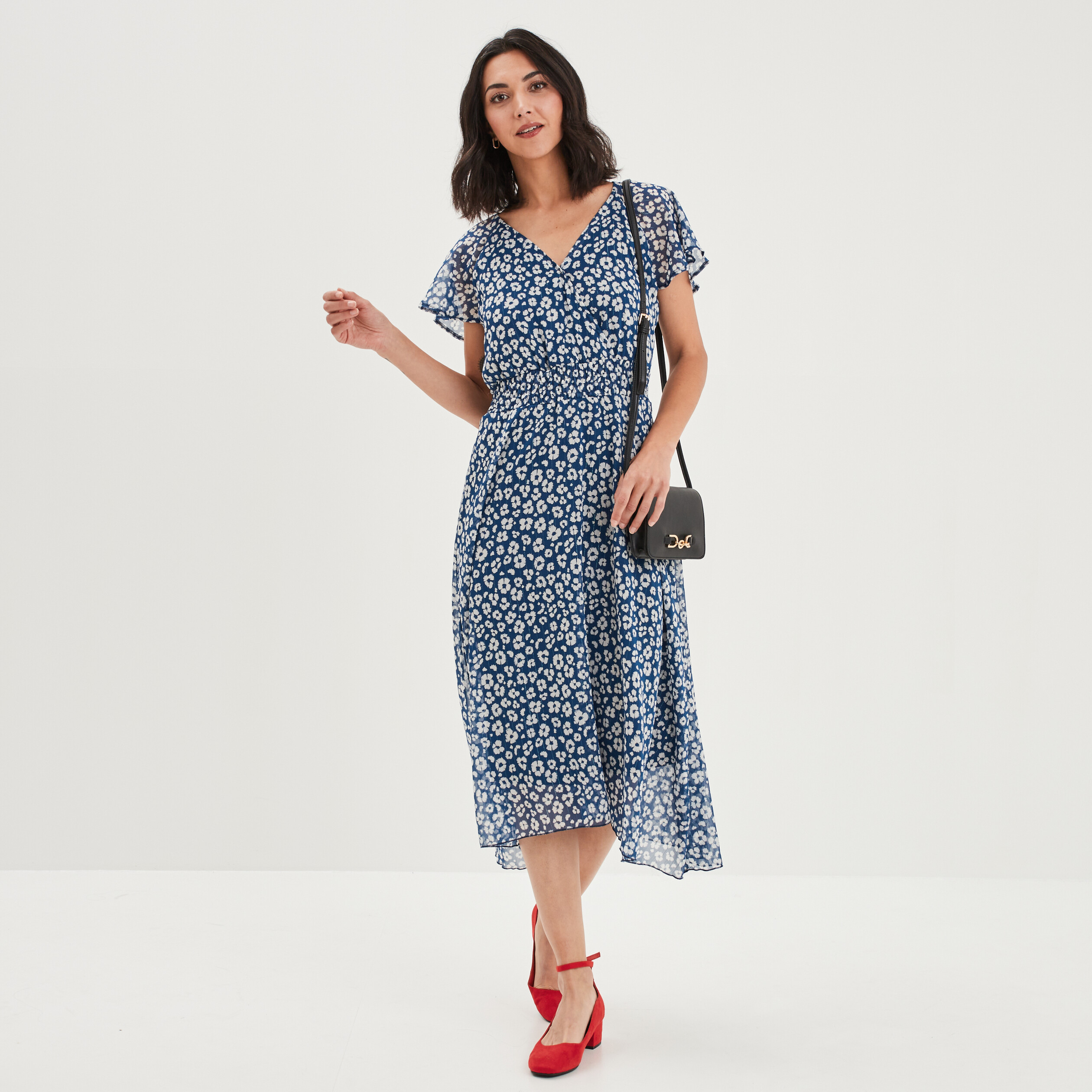 Robe midi droite bleu canard femme | La Halle