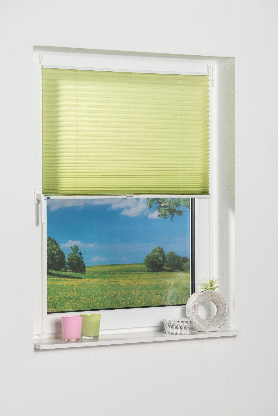 Plissee Klemmfix Pisa, K-HOME, Lichtschutz, ohne Bohren, verspannt, Klemmfix, Crushed-Optik